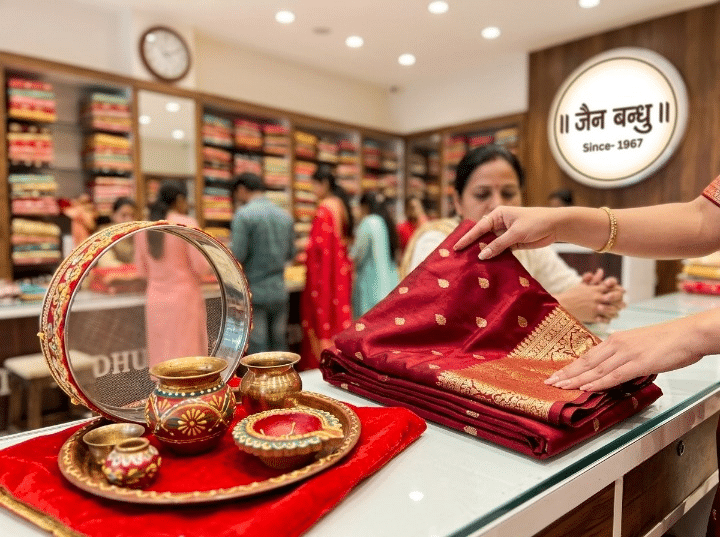 Karwa Chauth Sarees at Jain Bandhu, Lucknow (1)